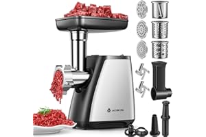 AAOBOSI Electric Meat Grinder, 4-in-1 Meat Mincer Machine [2800W Max] with 3 Slice, Shred Blades, 2 Blades, 3 Plates, Sausage Stuffer, Kubbe Kit, for Home Kitchen Use, Sliver