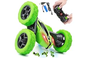 CUNSIEUN Voiture télécommandée, rechargeable, 2,4 GHz, 4 WD, 7 km/h, pour enfants, rotation à 360°, double face, jouet de voiture, cadeau pour garçons et filles âgés de 3 à 12 ans