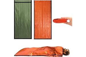AOMIGT Sacco a Pelo d'Emergenza, 2pcs Sacchi a Pelo di Sopravvivenza, Sacco Pelo Termico Emergenza, Sacco da Bivacco Leggeri e Impermeabili, coperta di emergenza, per Outdoor Campeggio Trekking Viaggiare