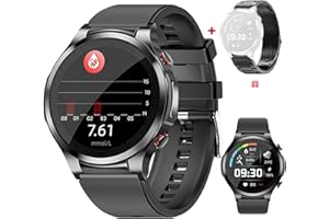 PECHTY 2024 Nuevo Reloj Medidor 𝗚𝗹𝘂𝗰𝗼𝘀𝗮,Reloj Inteligente Medidor 𝗚𝗹𝘂𝗰𝗼𝘀𝗮 Mujer Hombre,ECG PPG+Hrv Smartwatch con 𝐆𝐥𝐮𝐜𝐨𝐬𝐚𝐞𝐧𝐒𝐚𝐧𝐠𝐫𝐞 Presión Arterial,Monitoreo Frecuencia Cardíaca