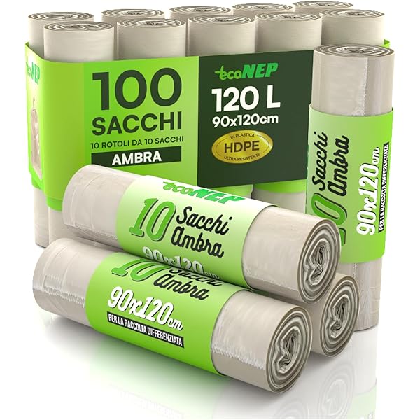 Sacchi Per Rifiuti TSP Recycling 60L Con Laccio - 90% Materiale Riciclato, Certificati Blue Angel, Per Raccolta Differenziata - Foto 3