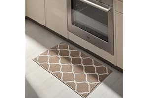 COSY HOMEER Kitchen Rug Runner 50 x 80cm, Washable Kitchen Rugs and Mats, Polypropylene Carpet Runner for Kitchen Entryway Hallway Laundry Room, Beige