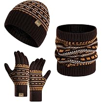 CheChury Winter Hat Scarf Gloves Knit Beanie Hat Scarf