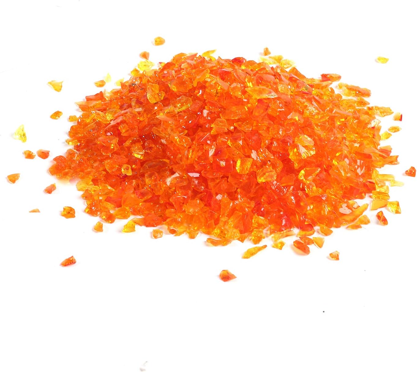 Alan Stone Reflective Tempered High Luster Fire Glass, Fire Pit Glass Gravel,Fire Glass Rocks Pebbles,3-6mm,305g (Orange)