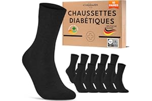 SOCKENKAUF24 Lot de 10 Paires Chaussettes Diabetiques Homme Femme Coton sans Elastique & sans Couture