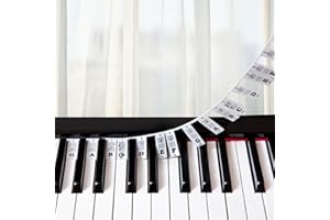 EVERJOYS Guide de partitions de piano pour débutants - Étiquettes amovibles pour clavier de piano - Pour toutes les touches 88/61/54/49/37 - Pas besoin d'autocollants - Réutilisables - En silicone