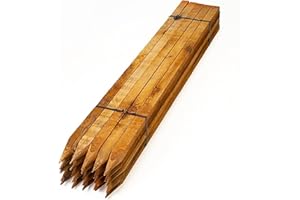 Homatz Wooden Garden Stakes 10 Pack, 30cm/1ft Long Square Wooden Stakes - Pressure Treated Timber for Plant & Tree Support - 2.5cm Thick Pegs