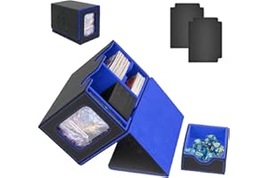 HIMOMO Deck Box para Magic the Gathering, Magic Commander Deck Box para más de 200+ cartas de TCG, Compatible con MTG, YGO, PTCG, con 2 divisores y 1 bandeja para dados (Azul)