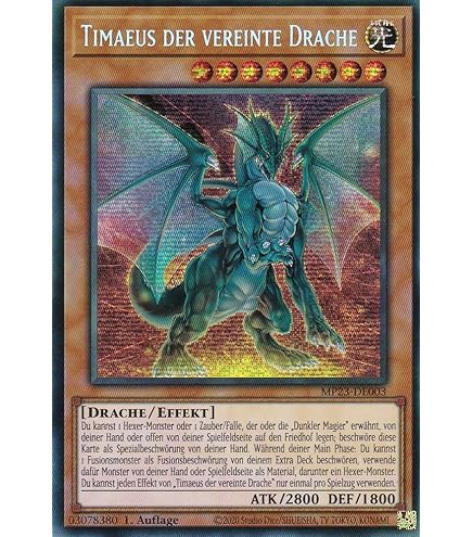 Trident Dragon Yugioh Yu-Gi-Oh! Timaeus The United Dragon  MP23-EN003  Prismatic Secret Rare 1st Ed NM Yu-Gi-Oh Card