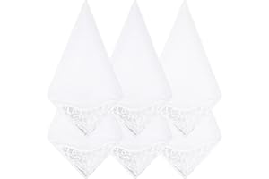 HJZHII 6 Pcs Women Lace Handkerchiefs, Ladies Elegant Embroidered Handkerchief for Wedding Bridal Pure Color Square Hankies