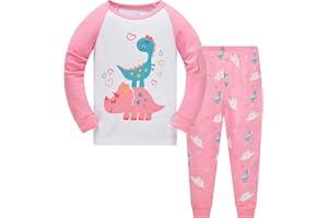 COLOBE Pigiama Ragazza Unicorno Sirena 100% Cotone Lungo Biancheria da Notte Vestiti Bambina Invernale Due Pezzi Impostato Natale Regalo per Bambini 1-12 Anni