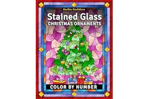 Stained Glass Christmas Ornaments: Color by Number Coloring Book for Adults