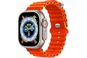 HdanMole Silikon Ocean Armband Kompatibel mit Apple Watch Ultra 2 / Ultra 49mm 46mm 45mm 44mm 42mm 41mm 40mm 38mm, Soft Sport Armband für iwatch Series 10 Ultra 9 8 7 6 5 4 3 2 1 SE, 49/45/44mm Orange