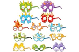 DPKOW 28pcs Dinosauri Festa Occhiali Maschere per Bambini, Divertenti Festa di Fantasia Occhiali di Carta per Bambini Compleanni Festa Bomboniere Photo Booth Puntelli Dinosauro Festa Costumi Accessori
