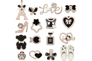 VEGCOO 15 Pcs Shoe Charms for Clog Shoes, Metal Bling Crystal Rhinestone Shoe Decoration Charms, Shining Clog Sandals Decorations for Women Girls Birthday Christmas Party Gifts