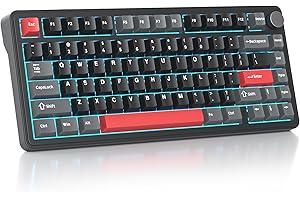SOLIDEE Teclado Intercambiable en Caliente 75% con Perilla,Bluetooth 5.0/2.4GHz/USB-C Teclado mecánico Gasket,South Facing retroiluminación RGB Teclado mecánico para Juegos para Win Mac(Shadow Red)
