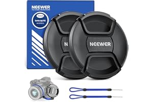 Neewer 55mm Lens Cap Kit (2 Pack), Lens Cover with Anti Loss Strap and Cleaning Cloth, Compatible with Canon Nikon Sony Fujifilm Panasonic Camera Lens of 55mm Diameter