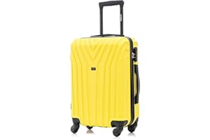 R.Leone Valigia EasyJet 45x36x20 cm Trolley Bagaglio a mano in ABS 4 Ruote 9001 (Giallo, XS Bagaglio Low cost)