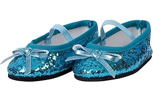 The New York Doll Collection Blue Glitter Dress Shoes fits All 18 Inch And 46 cm Dolls - for Fashion Girl Dolls - Doll Shoes - Doll Shimmer Shoes – Doll Clothes accessories​
