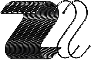 QMAHA 30er Pack S Haken, S Geformte Metall Haken Multifunktions Küchenhaken für Aufhängen, Haken in S-Form Mehrzweckhaken für Küche Garderobe Büro Küche Badezimmer (Schwarz, 30 Stück)