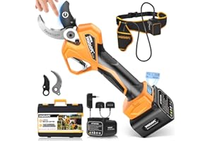 SWANSOFT PRU40 nożyce do przycinania elektrycznego, profesjonalne 40 mm 21 V 1050 W 4Ahx2 Skarby Przycinanie Elektryczny Bateria | Sekatory Bateria Progresywne Cięcie Winorośl, Żółty/Czarny