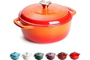 KARADROVA Cocotte ronde en fonte avec couvercle, anti-adhésif, émaillée, pour toutes les tables de cuisson, 22 cm, 3 l, 4,3 kg (orange)