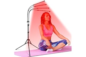 ‎TRAYVESPACE Rotlichtlampe mit Ständer, 80LEDs Red Light Therapy, 660nm & 850nm Rotlichtlampe Infrarotlampe mit Timer, 4 Köpfe Rotlicht Therapie für Schmerzlinderung, Hautpflege