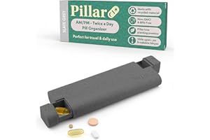 SEQUENCE Pillar AM/PM Pill Box Organiser Two Times a Day | Aesthetic 7 Day Tablet Organiser 2 Times A Day | Beautiful Weekly Pill Box for Day and Night Medication (Slate Grey)