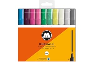 Molotow mo200479 acrilico Marker ONE4ALL 227hs, Etui Basic Set di 3, 4 mm, 10 pezzi