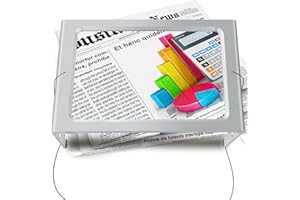 OBOVO Freisprech Lupe mit Licht, große ganzseitige rechteckige 3X leselupe mit 12 beleuchteten LEDs, faltbar, tragbar, 2 Stromversorgungsmodi für Sehbehinderte und Senioren (Silber)