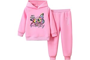 Amur Leopard Trainingsanzug Kinder Mädchen Jogginganzug 2tlg Sweatshirt mit Kapuze + Sporthose Sportanzug mit Schmetterlingsprint