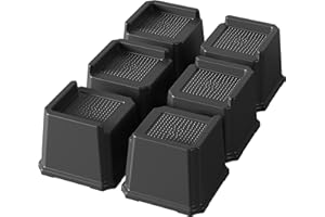 Lutown-Teen 6 Pack Bed Risers 3 Inch Heavy Duty Oversized Bed Furniture Elevators 1,500 lbs Lifts Up Riser for Sofa and Table, Black