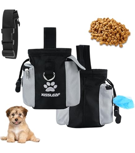 Borsa Snack Per Addestramento Cani 2 Pezzi - Portatile Con Moschettone, 7.5x7.5cm, Lavabile, Nera - Foto 8