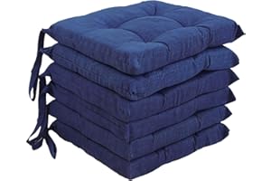 SPIGA LA TUA CASA CON STILE Cuscini Sedia Coprisedia, Set 6 Cuscini Sedia, Cuscini 4 Punti Imbottiti con Lacci (Blu)