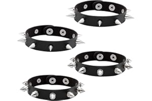 MILAKOO Cuir Noir Punk Rock Bracelets Set pour Hommes Femmes Rivets Bracelet Hommes