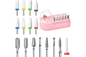 CGBE Professionale Punte Fresa Unghie: 16 Pezzi Punta Fresa Rimozione Gel - 3/32 Pollici Punta da Trapano per Unghie con 30 Fori Manicure Portapunte - per Rimozione Gel Cuticola Acrilico