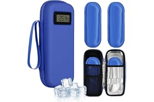Fefod Sac pour Diabétique, Étui Refroidisseur Diabète avec 2pcs Sac De Glace en Gel, Affichage de la Température, Portable Sac Isotherme à Insuline Médicament Voyage, pour Garder Médicaments Au Froid