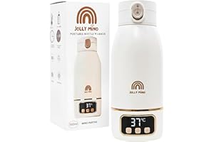 Jolly Mino Tragbarer Flaschenwärmer 500 ml – Drahtloser Mobiler Flaschenwärmer – Für Muttermilch & Wasser – Wasserdicht, Edelstahl – Ideal für Nacht, Ausflüge, Auto & Flugzeug