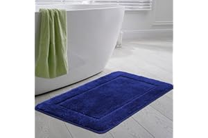 SOANNY Tappetino da Bagno Blu in Microfibra Morbida ad Alta Densità, Antiscivolo e Assorbente, Grande e Soffice, Lavabile in Lavatrice, 60 x 90 cm