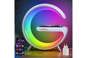 Kangtaixin Luz de Noche con Cargador Inalámbrico, Estilo G - Lámpara de Mesa junto a la Cama, Control de APP Inteligente RGB de Cambio de Color de Luz Ambiental, Lámpara de Ambiente para el Dormitorio