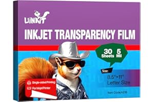 Uinkit Inkjet Transparency Film 8.5x11 OHP Overhead Projector Film for DIY Crafting 100% Clear Transparency Paper for Inkjet Printer (30, 8.5x11)