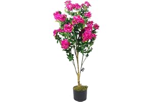 Leaf Design UK Realistyczne sztuczne drzewo kwiatowe, jedwab, różowy fuksja, 100 cm