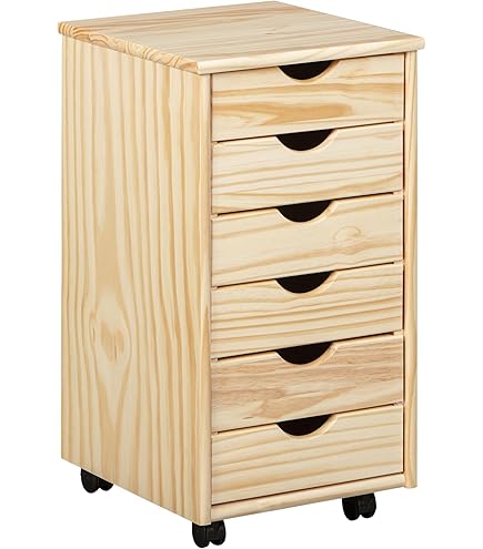 Meuble de rangement | Armoire roulante avec tiroirs MOSS bois de pin marron miel CFW967985 | Leroy Merlin
