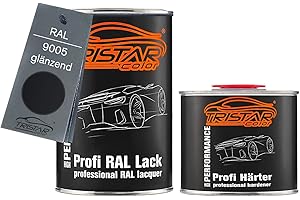 ‎TRISTARCOLOR TRISTARcolor RAL 9005 Tiefschwarz glänzend 2K Autolack 1,5 Liter / 1500 ml Dose inkl. Härter