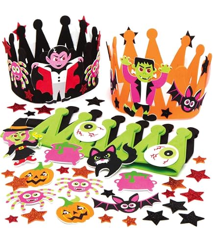 Baker Ross Halloween Kronen Set – 3 Kronen Zum Basteln, Verstellbar, Mit Glitzersterne, Für Kinder