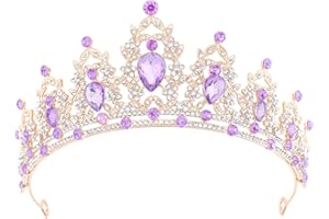 DRESHOW Corona de Cumpleaños para Mujeres Tiara de Cristal para Niñas Decoraciones para el Cabello Accesorios de Boda Corona de Purpurina Diademas para Fiestas de Princesas