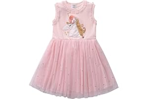 DXTON Vestidos para Niñas Vestido de Unicornioio Vestido de Princesa Ropa de Fiesta para Niños 2-8 Años