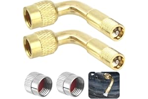 MXYVRIX 2 Stück Ventilverlängerung Kupferventiladapter, 90°-Winkel Winkelventilverlängerung, Autoventil Reifenventilverlängerung für Auto, Motorrad, Fahrrad, Scooter, Langlebige