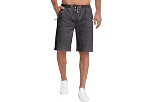 KUYIGO Pantalones Cortos Hombre, Pantalones Cortos Deportivos Informales con cordón y Bolsillo con Cremallera, Pantalones Cortos de algodón elásticos S-3XL