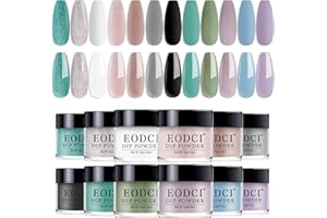 ‎EODCI EODCI Nagel Dip Pulver Set, 12 Farben Valentinsnagelkunst Starter Maniküre Salon DIY zu Hause Grün Glitzer Grau Dunkelgrün Hellviolett Keine erforderliche Nagellampe ausgehärtet